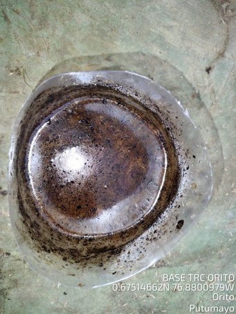 Crudo disuelto en agua — fase inicial del tratamiento.
